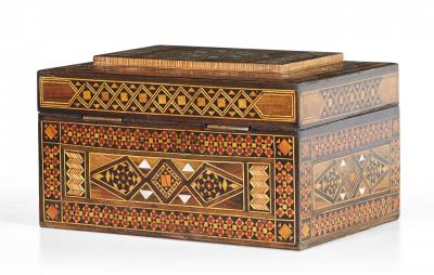 Syrian Intricately Inlaid Wood and Mother of Pearl Jewelry Box