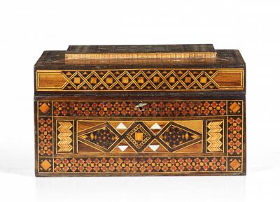 Syrian Intricately Inlaid Wood and Mother of Pearl Jewelry Box
