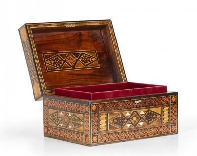 Syrian Intricately Inlaid Wood and Mother of Pearl Jewelry Box