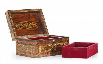 Syrian Intricately Inlaid Wood and Mother of Pearl Jewelry Box