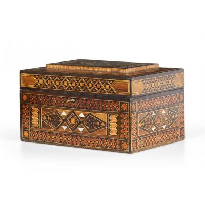 Syrian Intricately Inlaid Wood and Mother of Pearl Jewelry Box
