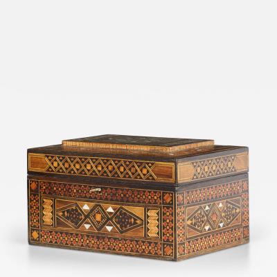 Syrian Intricately Inlaid Wood and Mother of Pearl Jewelry Box