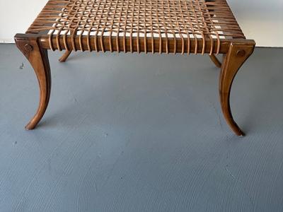 T H Robsjohn Gibbings An American Modern Walnut and Leather Bench style of T H Robsjohn Gibbings