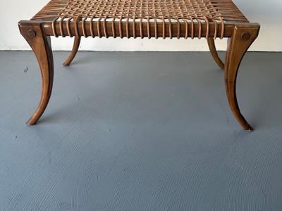 T H Robsjohn Gibbings An American Modern Walnut and Leather Bench style of T H Robsjohn Gibbings