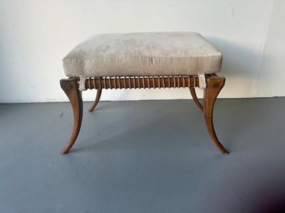 T H Robsjohn Gibbings An American Modern Walnut and Leather Bench style of T H Robsjohn Gibbings
