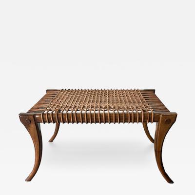 T H Robsjohn Gibbings An American Modern Walnut and Leather Bench style of T H Robsjohn Gibbings