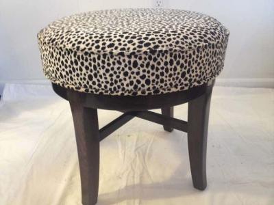 T H Robsjohn Gibbings Art Deco Vanity Swivel Stool Robjohn Gibbings chenille Fabric