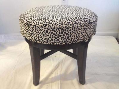 T H Robsjohn Gibbings Art Deco Vanity Swivel Stool Robjohn Gibbings chenille Fabric