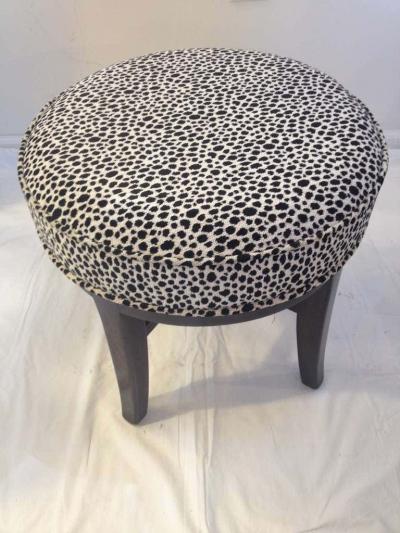 T H Robsjohn Gibbings Art Deco Vanity Swivel Stool Robjohn Gibbings chenille Fabric