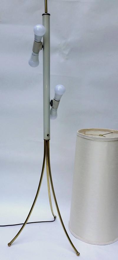 T H Robsjohn Gibbings Brass Tripod Floor Lamp in the Style of Robsjohn Gibbings 1950