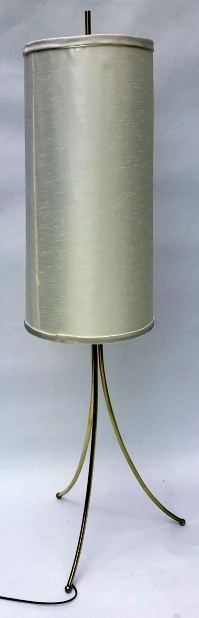 T H Robsjohn Gibbings Brass Tripod Floor Lamp in the Style of Robsjohn Gibbings 1950
