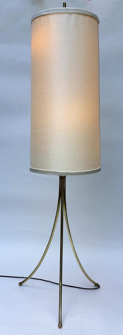 T H Robsjohn Gibbings Brass Tripod Floor Lamp in the Style of Robsjohn Gibbings 1950