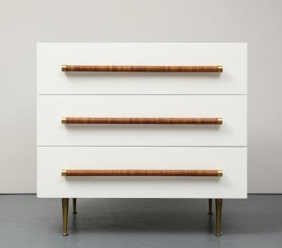 T H Robsjohn Gibbings Cane Brass and Lacquered Wood Chest by T H Robsjohn Gibbings for Widdicomb