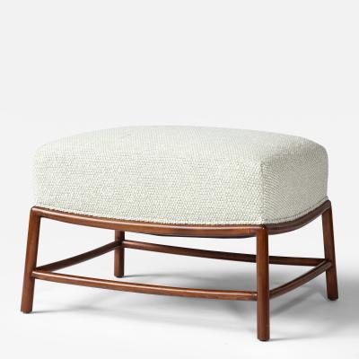 T H Robsjohn Gibbings Elm and Boucle Upholstered Stool by T H Robsjohn Gibbings 