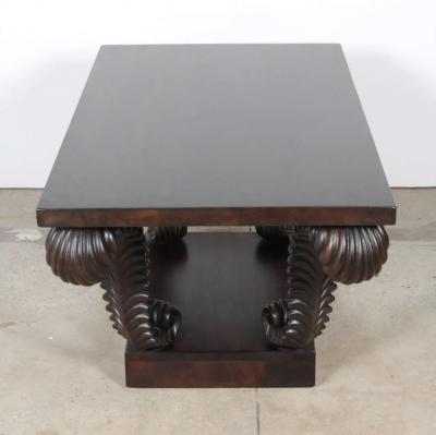 T H Robsjohn Gibbings Gibbings Widdicomb Carved Walnut Coffee Table