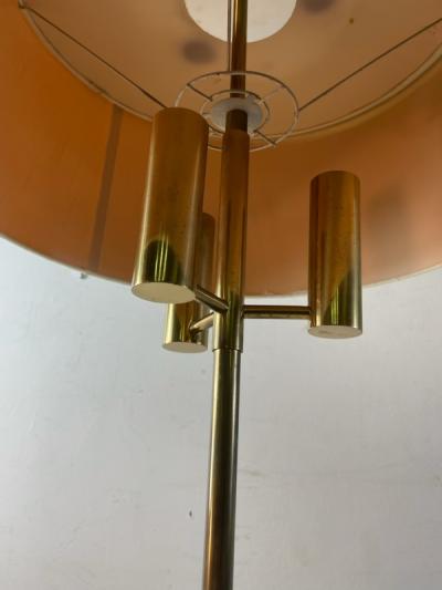 T H Robsjohn Gibbings MODERNIST BRASS TRIPOD BASE FLOOR LAMP ATTRIBUTED TO T H ROBSJOHN GIBBINGS