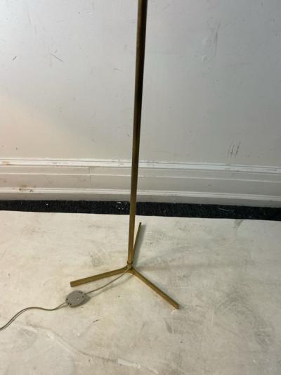 T H Robsjohn Gibbings MODERNIST BRASS TRIPOD BASE FLOOR LAMP ATTRIBUTED TO T H ROBSJOHN GIBBINGS