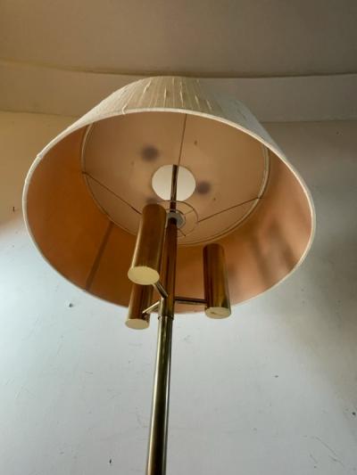 T H Robsjohn Gibbings MODERNIST BRASS TRIPOD BASE FLOOR LAMP ATTRIBUTED TO T H ROBSJOHN GIBBINGS