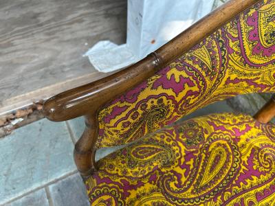 T H Robsjohn Gibbings Magnificent Faux Bamboo Mid Century Loveseat Settee Eaglesham Paisley