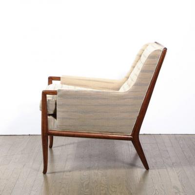 T H Robsjohn Gibbings Mid Century Modernist Walnut Button Back Arm Chair