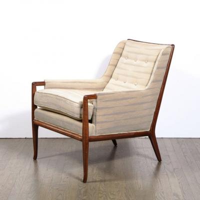 T H Robsjohn Gibbings Mid Century Modernist Walnut Button Back Arm Chair