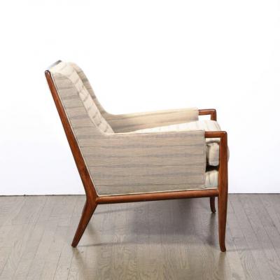 T H Robsjohn Gibbings Mid Century Modernist Walnut Button Back Arm Chair
