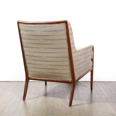 T H Robsjohn Gibbings Mid Century Modernist Walnut Button Back Arm Chair