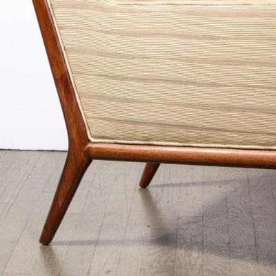 T H Robsjohn Gibbings Mid Century Modernist Walnut Button Back Arm Chair