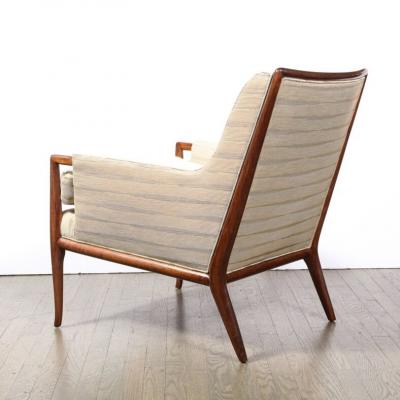 T H Robsjohn Gibbings Mid Century Modernist Walnut Button Back Arm Chair