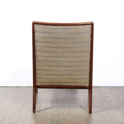 T H Robsjohn Gibbings Mid Century Modernist Walnut Button Back Arm Chair