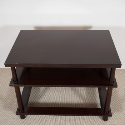 T H Robsjohn Gibbings Mid Century Style Three Tiered End Tables with a Hole in the Base
