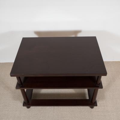 T H Robsjohn Gibbings Mid Century Style Three Tiered End Tables with a Hole in the Base