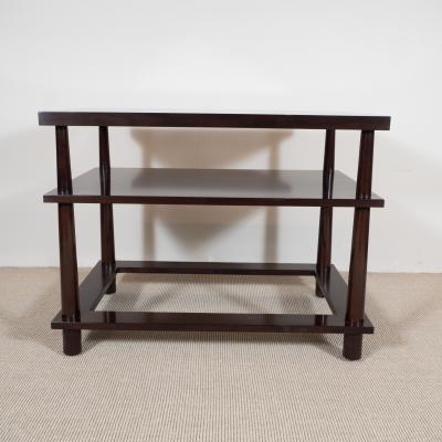 T H Robsjohn Gibbings Mid Century Style Three Tiered End Tables with a Hole in the Base