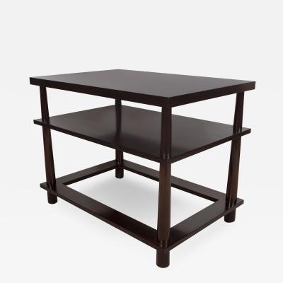 T H Robsjohn Gibbings Mid Century Style Three Tiered End Tables with a Hole in the Base