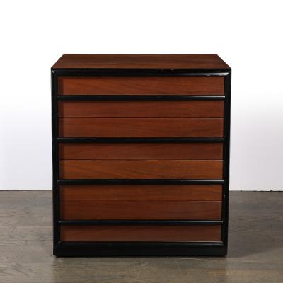 T H Robsjohn Gibbings Mid Century Walnut Lacquered Chest by Robsjohn Gibbings for Widdicomb Company