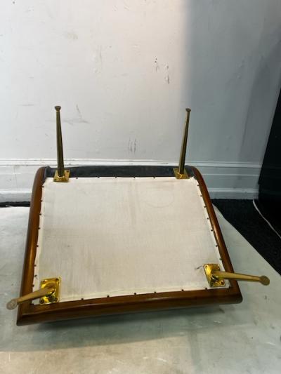 T H Robsjohn Gibbings PAIR OF MODERN WOOD AND BRASS LEG CHAIRS IN THE MANNER OF GIBBINGS