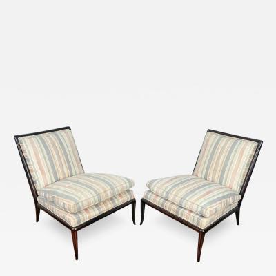 T H Robsjohn Gibbings Pair of Ebonized T H Robsjohn Gibbings for Widdicomb Wmb Slipper Chairs