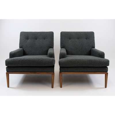 T H Robsjohn Gibbings Pair of Robsjohn Gibbings Lounge Chairs Ottoman