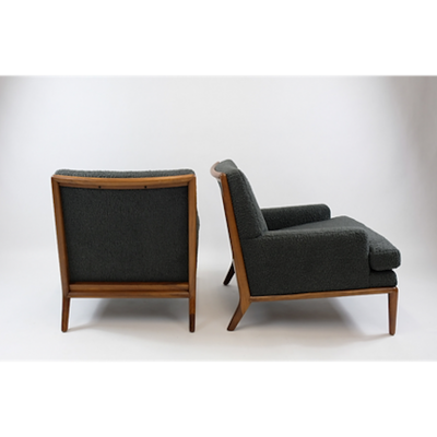 T H Robsjohn Gibbings Pair of Robsjohn Gibbings Lounge Chairs Ottoman