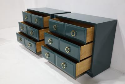 T H Robsjohn Gibbings Pair of Robsjohn Gibbings for Widdicomb Chests Newly Lacquered in Deep Green