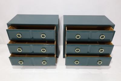 T H Robsjohn Gibbings Pair of Robsjohn Gibbings for Widdicomb Chests Newly Lacquered in Deep Green
