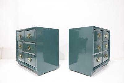 T H Robsjohn Gibbings Pair of Robsjohn Gibbings for Widdicomb Chests Newly Lacquered in Deep Green