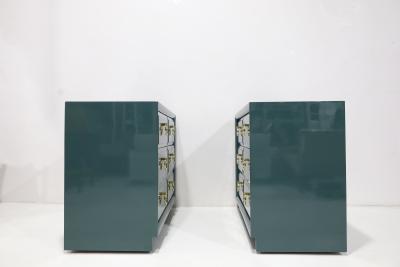 T H Robsjohn Gibbings Pair of Robsjohn Gibbings for Widdicomb Chests Newly Lacquered in Deep Green