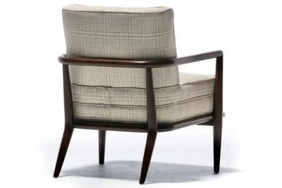 T H Robsjohn Gibbings Pair of T H Robsjohn Gibbings Lounge Chairs in Romo Fabric for Widdicomb