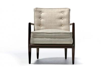 T H Robsjohn Gibbings Pair of T H Robsjohn Gibbings Lounge Chairs in Romo Fabric for Widdicomb