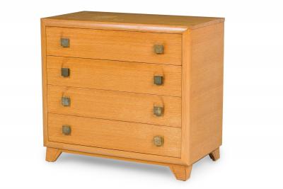 T H Robsjohn Gibbings Pair of T H Robsjohn Gibbings Modern Bleached Walnut and Brass Chests