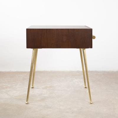 T H Robsjohn Gibbings Petite Night Stands for Widdicomb Brass Legs Cane Handles