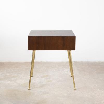 T H Robsjohn Gibbings Petite Night Stands for Widdicomb Brass Legs Cane Handles