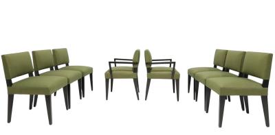 T H Robsjohn Gibbings Robsjohn Gibbings Dining Chairs in Donghia Upholstery