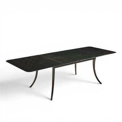 T H Robsjohn Gibbings Robsjohn Gibbings for Widdicomb Ebonized Saber Leg Dining Table with 2 Leaves